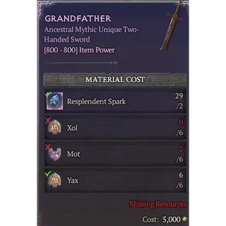 Diablo 4 | S13 | Rune | x6 Xol, x6 Mot, x6 Yax | 1 Set Rune The GrandFather