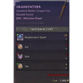 Diablo 4 | S13 | Rune | x6 Xol, x6 Mot, x6 Yax | 1 Set Rune The GrandFather