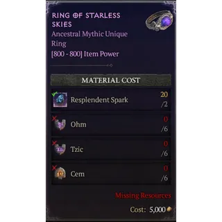 Diablo 4 | S13 | Rune | x6 Ohm, x6 Tzic, x6 Cem | 1 Set Rune Starless skies