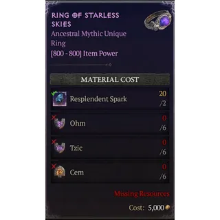 Diablo 4 | S13 | Rune | x6 Ohm, x6 Tzic, x6 Cem | 1 Set Rune Starless skies