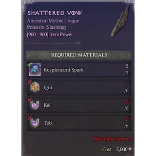 Diablo 4 | S13 | Rune | x6 Igni, x6 Kel, x6 Teb | 1 Set Rune Shattered Vow