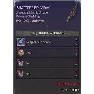 Diablo 4 | S13 | Rune | x6 Igni, x6 Kel, x6 Teb | 1 Set Rune Shattered Vow