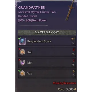 Diablo 4 | S11 | Rune | x6 Xol, x6 Mot, x6 Yax | 1 Set Rune The GrandFather