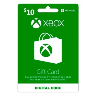 USA Instant Delivery $10.00 USD Gift Card Xbox 