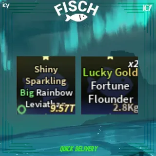 Lucky Gold Rainbow Leviathan & Lucky Gold Fortune Flounder - Fisch