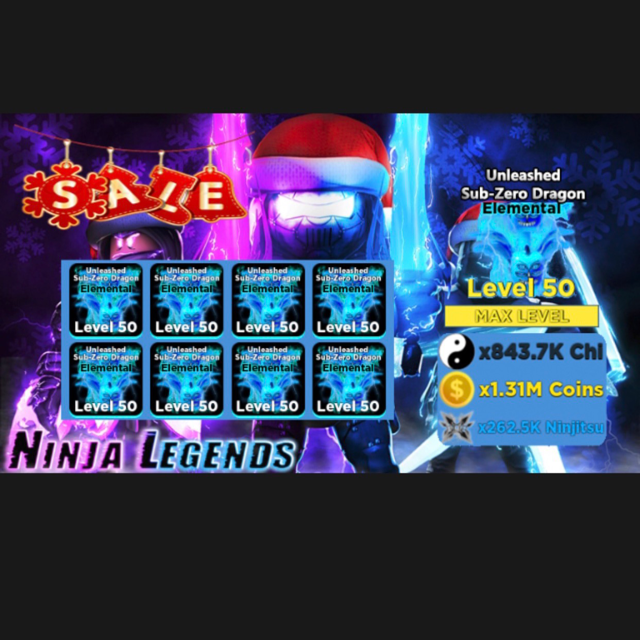 Pet Op 8x Unleashed Sub Zero Dragon Elemental Max Level 50 Ninja Legend Roblox In Game Items Gameflip - sub roblox