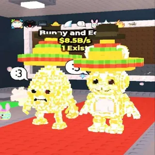 1 OUT OF 1 EXISTS | 8.5B/S GOLD BUNNY AND EGGY | TRAITED | STEAL A BRAINROT