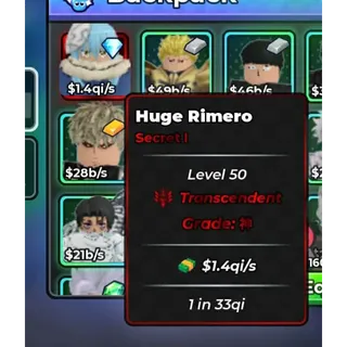1.4QI/S | HUGE RIMURU | TRANSCENDENT | LVL 50 | ANIME DICE