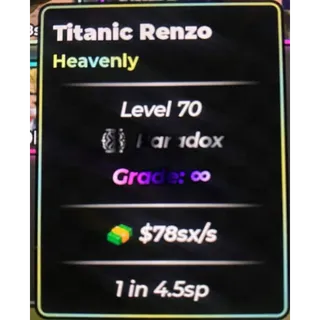 78SX / S | 1 IN 4.5SP | TITANIC RENZO | PARADOX | INFINITY | ANIME DICE