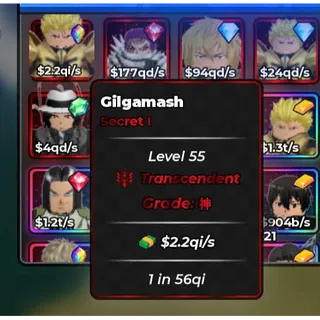 2.2QI/S | GILGAMASH | TRANSCENDENT | MONEYMAKERS | ANIME DICE