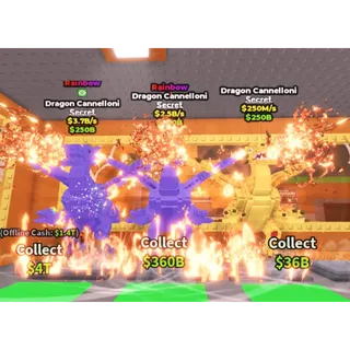 RAINBOW DRAGON BUNDLE | 2 RAINBOW DRAGON 3.7B/S AND 2.5B/S | 1 BASE DRAGON CANNELONI | STEAL A BRAINROT
