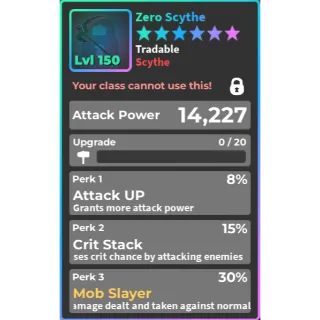 World Zero Perfect Zero Scythe