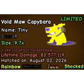 1OF1 VOID MAW CAPYBARA 2.3M DPS 9.7x [1.5% CHANCE EGG] [SUPER RARE] CAPYBARAS VS PLANTS