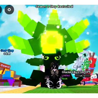 NEON GLACIAL LILY 2.1M DPS ( 4.9KG / LVL 10 ) PLANTS VS BRAINROTS