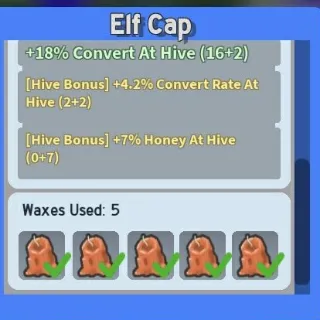 elf cap (7% honey at hive) | bee swarm simulator 