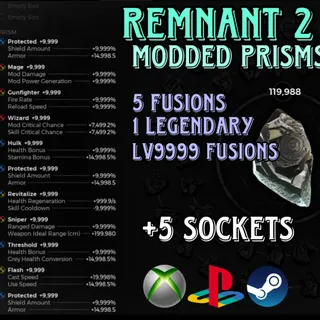 Prism Edits - 5 Fusions 1 Legendary + 5 Extra Sockets