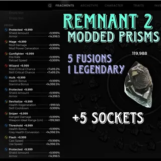 Prism Edits - 5 Fusions 1 Legendary + 5 Extra Sockets