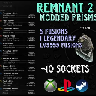 Prism Edits - 5 Fusions 1 Legendary + 10 Extra Sockets