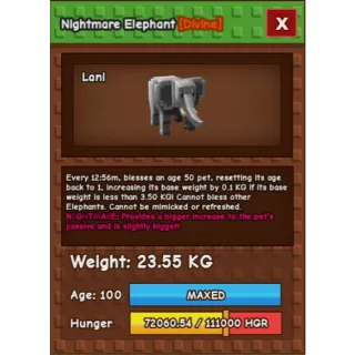 Nightmare Elephant max passive