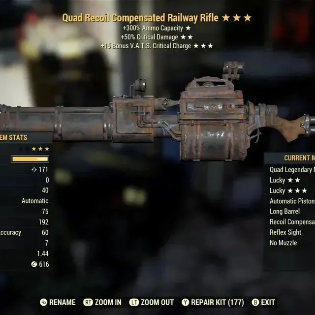 Q/50c/15c Railway Rifle Fallout 76 Game Items Gameflip