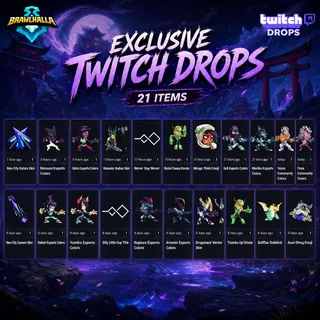Brawlhalla: 21 Items - Community + Esports Colors + Skins - Twitch Drops