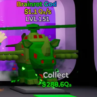 Fortnite Steal the Brainrot Rhino Helicopterino Zombie Brainrot God 1.1Qa/s Lvl 151