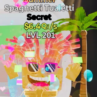 Fortnite Steal the Brainrot Spaghetti Tualetti Summer 6.4Qi/s Lvl 201 3 Traits