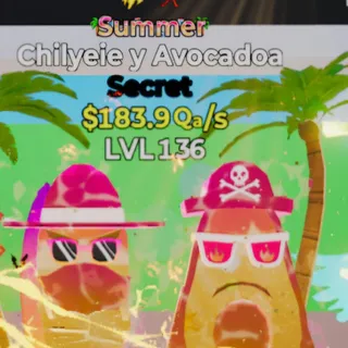 Fortnite Steal the Brainrot Chilyeie Y Avocadoa Summer 183.9Qa/s Lvl 136 2 Traits
