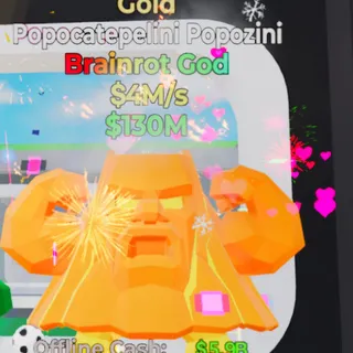 Fortnite Steal the Brainrot Popocatepelini Popozini Gold 5 Traits 4M/s