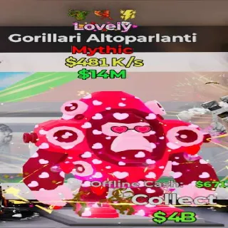Fortnite Steal the Brainrot Gorillari Altoparlanti Lovely 3 Traits 481K/s