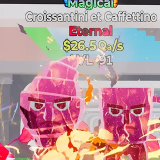 Fortnite Steal the Brainrot Croissantini Et Caffettino Magical 26.5Qa/s Lvl 91 4 Traits