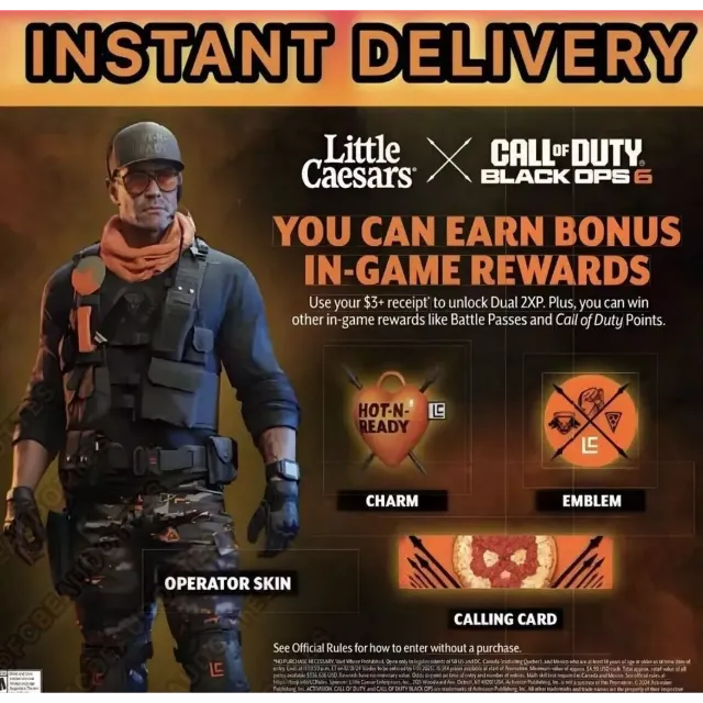 BLACK OPS 6 bo6 LITTLE CAESARS Receipt Call of Duty Black Ops 6 Game Item Gameflip