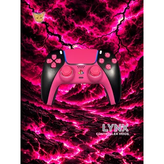 TMR Anti-Drift Custom Black And Pink PS5 DualSense Controller from Lynx Controller Mods 