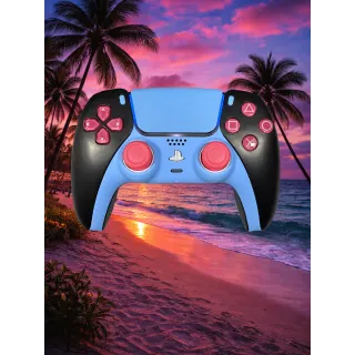 TMR Anti-Drift Custom "Miami" Pink and Blue PS5 DualSense from Lynx Controller Mods