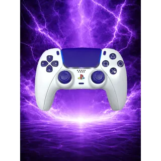 TMR Anti-Drift Custom White and Purple PS5 DualSense Controller from Lynx Controller Mods