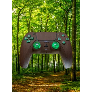 TMR Anti-Drift Custom Mouse Click, Back Buttons, LED Wood Grain PS5 DualSense Controller