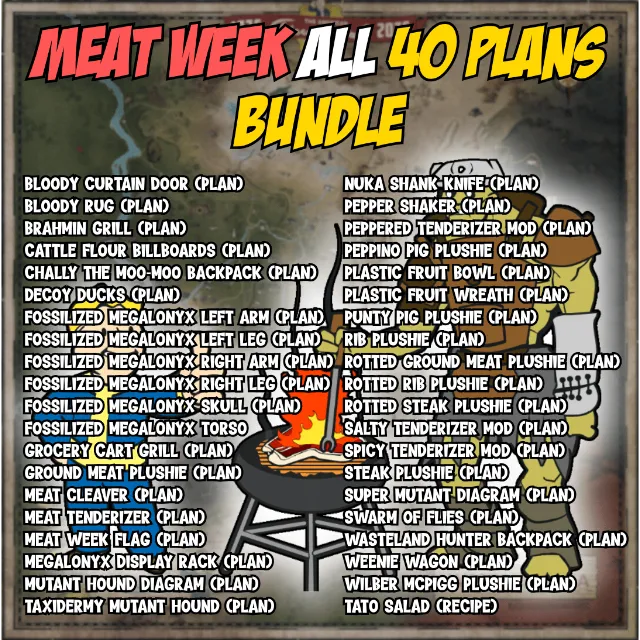 Meat Week All 40 Plans [2019-2024] - Fallout 76 Game Item - Gameflip