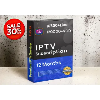 12 Months IPTV Subscription - Fast IPTV Service - 4K Quality