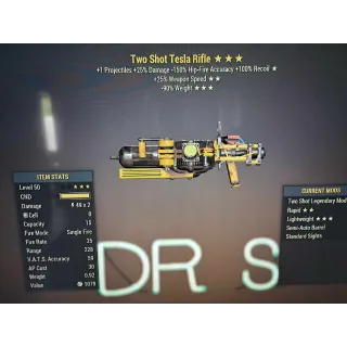 two shot 25%ffr 90%rw tesla rifle