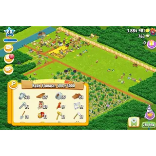 Hay Day Lv80 Farm – 4M Coins & 763 Diamonds | 4000 Storage | Ready to Play