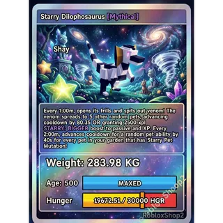 ⚖️283.98KG⚖️P✨MUTATION✨🔯STARRY🔯🦖DILOPHOSAURUS🦖 🇲🇽 5️⃣0️⃣0️⃣ AGE l 🤩READY TO USE🤩 -⌛1 MIN MAX CD ⌛ - NO TOY 🪀❗❗LIMITED STOCK❗❗