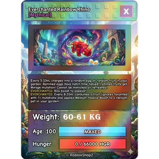 ⚖️60-61KG⚖️🦏RHINO🦏 ✨EVERCHANTED✨WITH🌈RAINBOW🌈HATCHED🥚I MAX 100 AGE l🤩READY TO USE🤩🪀❇️COLLETIBLES❇️❗❗LIMITED STOCK❗❗