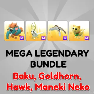 Adopt Me Bundle of pets Baku, Goldhorn, Hawk, Maneki Neko