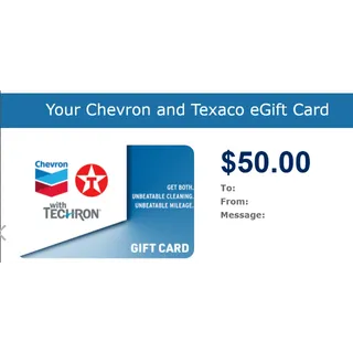 $50.00 USD Chevron and Texaco eGift Card