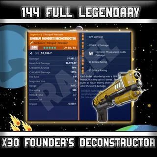 30× 144 GR Founder's Deconstructor | Fortnite STW