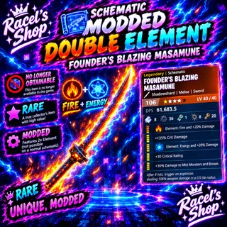Modded Founder's Blazing Masamune Schematic (Double Element) | Fortnite STW