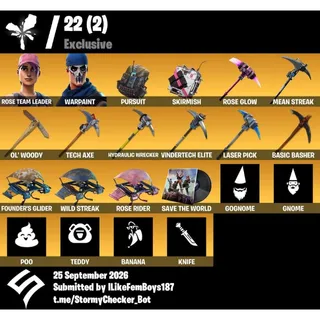Fortnite Account - ULTIMATE Edition | 5 Skins | Rose Team Leader | Warpaint | 2800 V-Bucks | OG STW