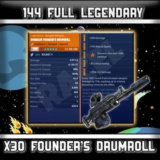 30× 144 GR Founder's Drumroll | Fortnite STW