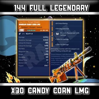 30× 144 GR Candy Corn LMG | Fortnite STW