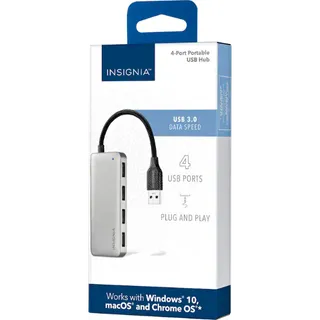 Insignia™ - 4-Port USB 3.0 Hub - Gray